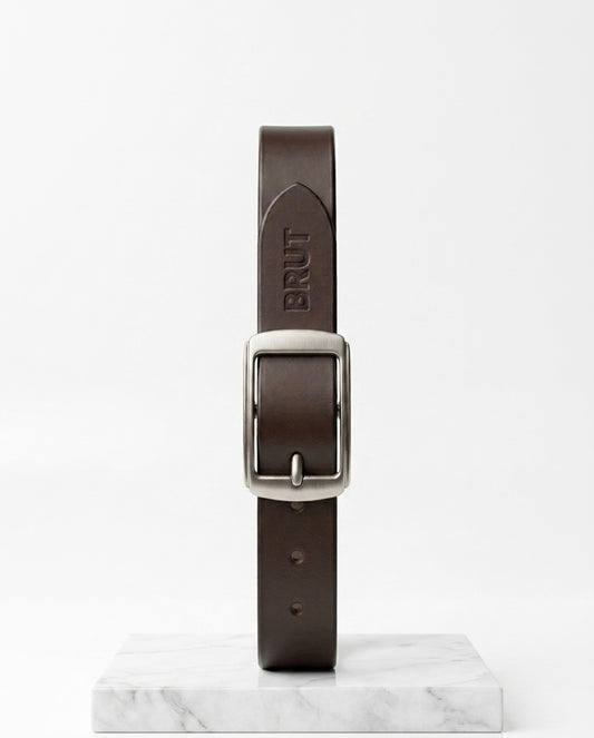 BRUT Premium Leather Belt for Men | Brown | Classic Metal Buckle