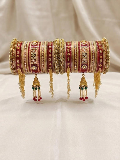 Royal Red & Gold Punjabi Bridal Chura Set