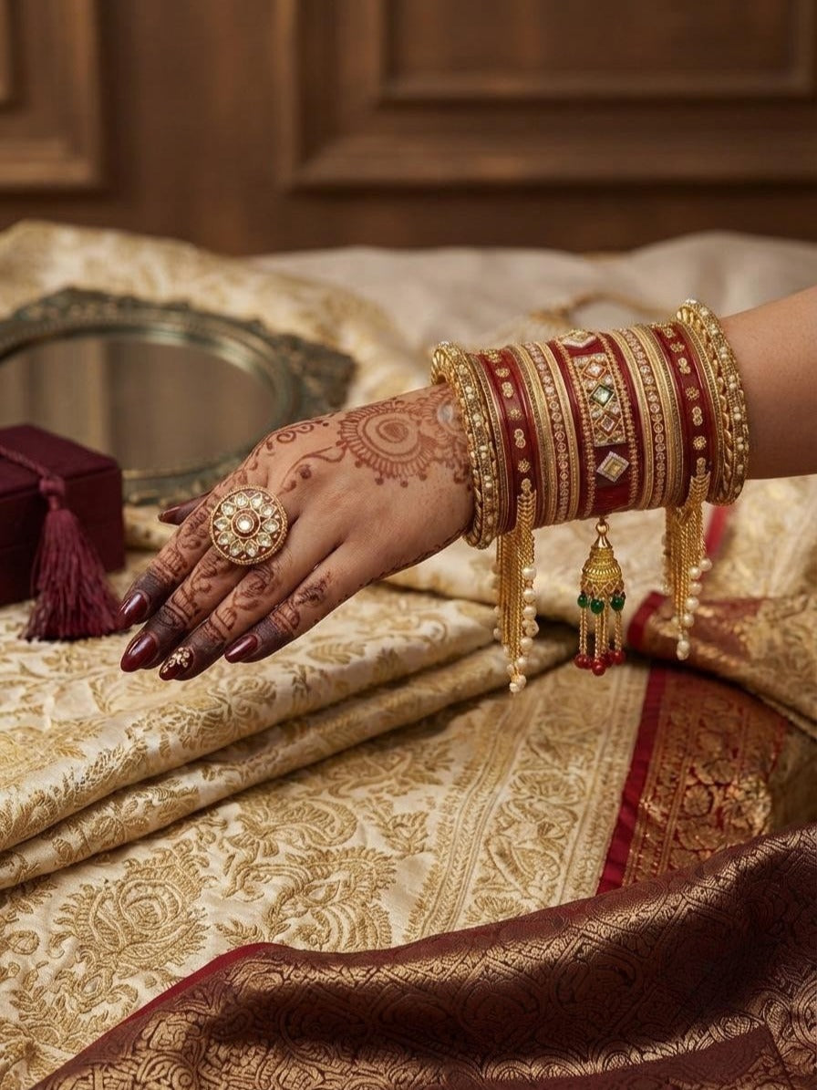 Royal Red & Gold Punjabi Bridal Chura Set