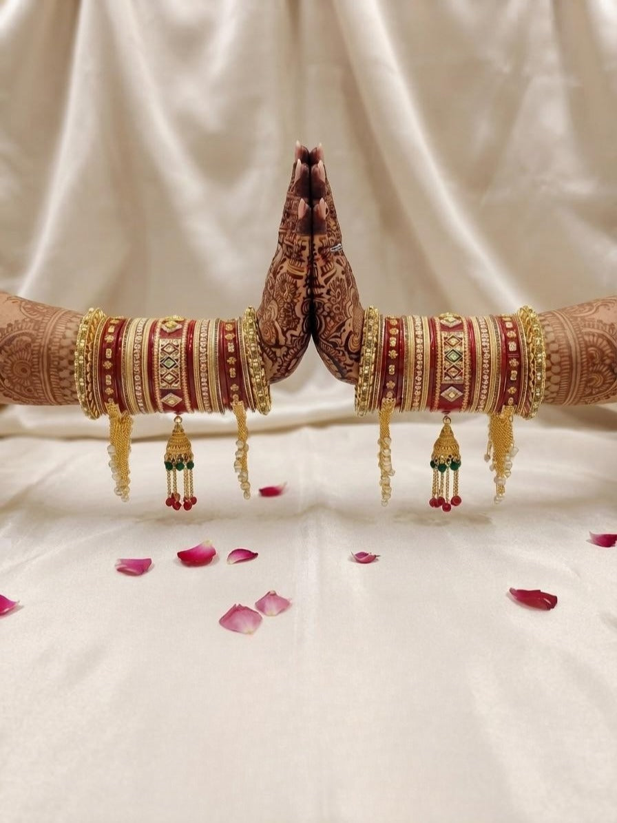 Royal Red & Gold Punjabi Bridal Chura Set