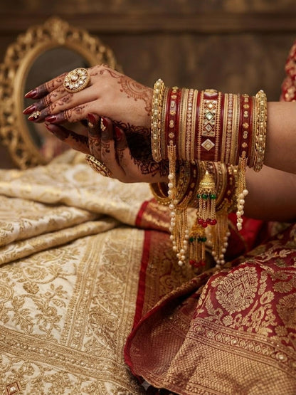Royal Red & Gold Punjabi Bridal Chura Set