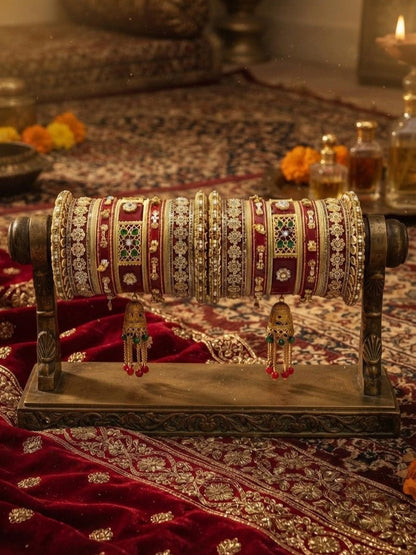 Royal Red & Gold Punjabi Chura Set