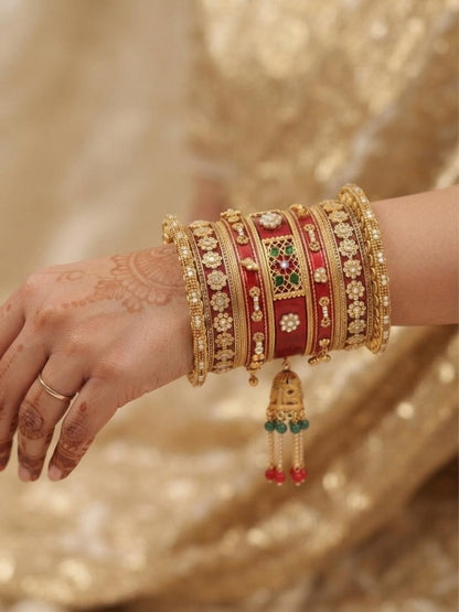 Royal Red & Gold Punjabi Chura Set