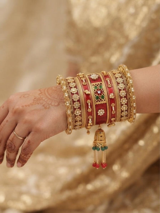 Royal Red & Gold Punjabi Chura Set