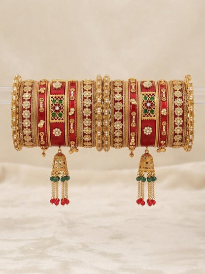 Royal Red & Gold Punjabi Chura Set