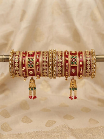 Royal Red & Gold Punjabi Chura Set