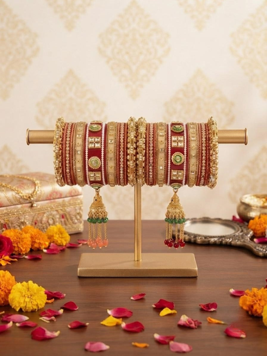 Royal Red & White Punjabi Chura Set
