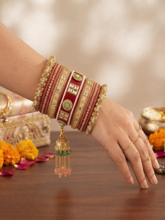 Royal Red & White Punjabi Chura Set