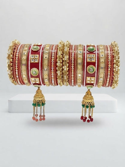 Royal Red & White Punjabi Chura Set