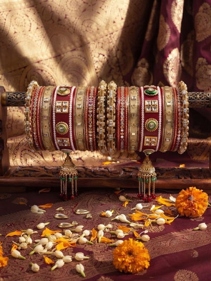 Royal Red & White Punjabi Chura Set
