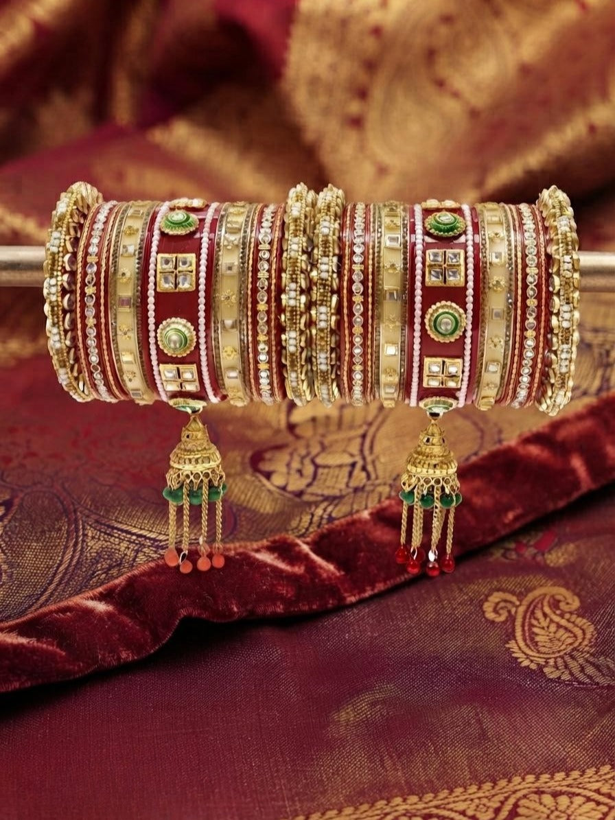 Royal Red & White Punjabi Chura Set