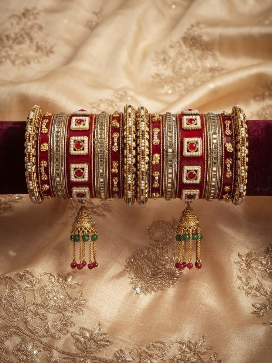 Royal Red Punjabi Bridal Chura Set