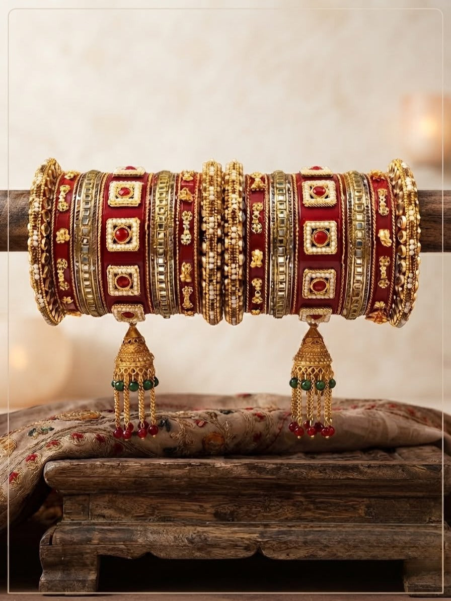Royal Red Punjabi Bridal Chura Set